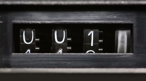 Old mechanical counter counts numbers from 0 to 2350 Video stock 47306337