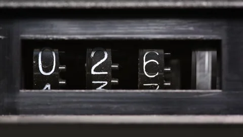 Old mechanical counter counts numbers Video stock 274937033
