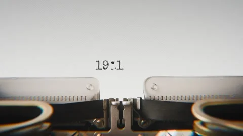 Old mechanical typewriter typing Year 1921 in a close-up view, with metal Stock Footage 321452484
