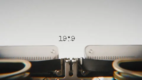 Old mechanical typewriter typing Year 1929 in a close-up view, with metal Stock Footage 321452523