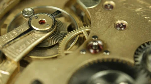 Old Mechanism Clock Time Catcher Future Past Counter Ruby Gears Details Hours Stock Footage 35870584