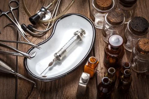 Old medical instruments. Stock Photos