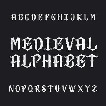 Old medieval alphabet vector font Stock Illustration
