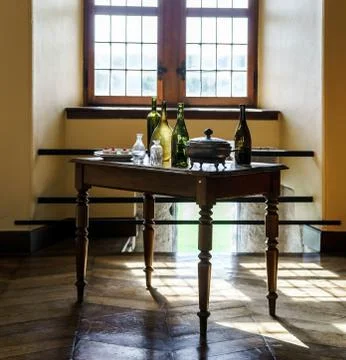 Old medieval castle interior Stock Photos