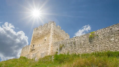 Old medieval castle wall under sparkle sun Stock-Footage 314794099