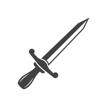 Old medieval sword icon in flat style. Weapon vector illustration on isolat.. Stock Illustration