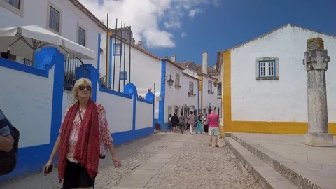 Old Medieval Town Inside Castle Obidos Stock Footage 108724497