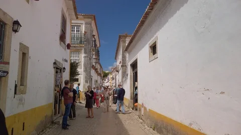 Old Medieval Town Inside Castle Obidos Stock Footage 108724504