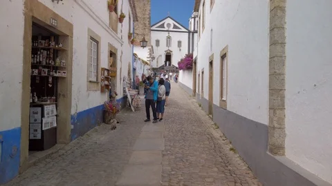 Old Medieval Town Inside Castle Obidos Stock Footage 108724621
