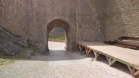 Old Medieval Town Inside Castle Obidos Stock Footage 108724702