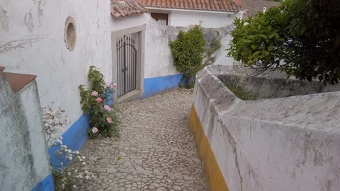 Old Medieval Town Inside Castle Obidos Stock Footage 108724793