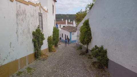 Old Medieval Town Inside Castle Obidos Stock Footage 108724864