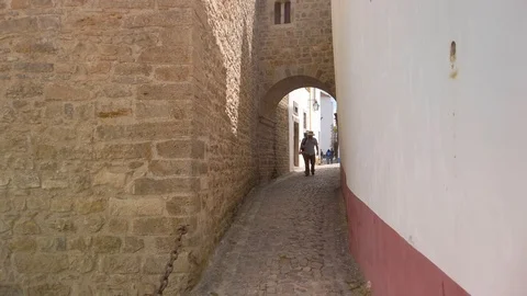 Old Medieval Town Inside Castle Obidos Stock Footage 108724938