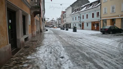 Old medieval town Kranj in winter season, Slovenia Stock Footage 146780458