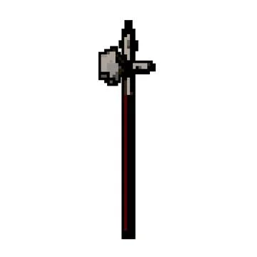 Old medieval weapon game pixel art vector illustration Stock Illustration