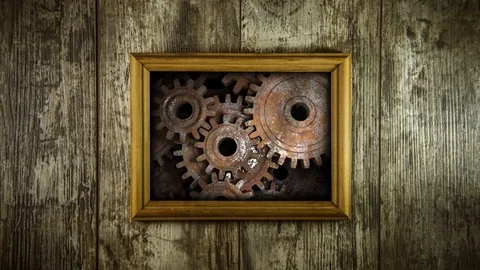 Old memory mechanism. Gears work like a clock Stock Footage 122587645