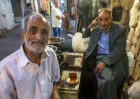 Old Men Inside The Old Bazaar, Tabriz, Iran Stock Photos