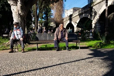 Old Men at Park Stock Photos