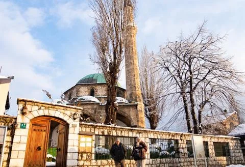 Old Men Standing in Front of Mosque Stock Photos