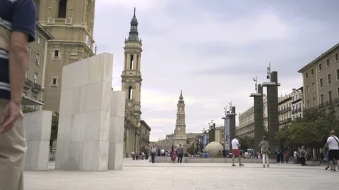 Old Men Walking Down Avenue in Spain Stock-Footage 96163773