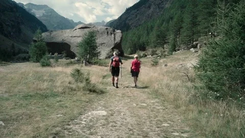 Old men walking in the mountains Video stock 225692960