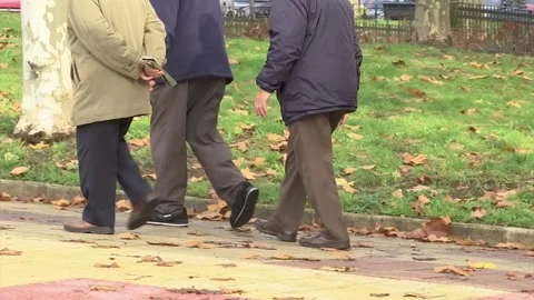 OLD MEN WALKING IN THE STREET Stock Footage 166732134