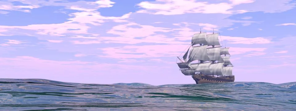 Old merchant ship - 3D render Stock Illustration