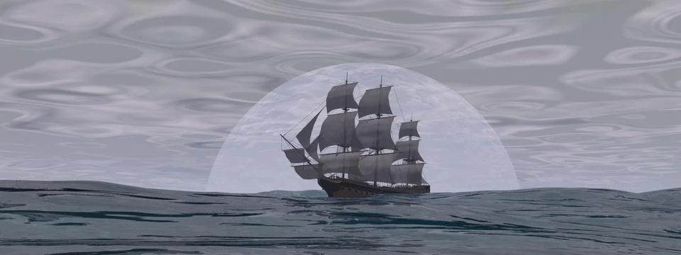 Old merchant ship - 3D render Stock Illustration
