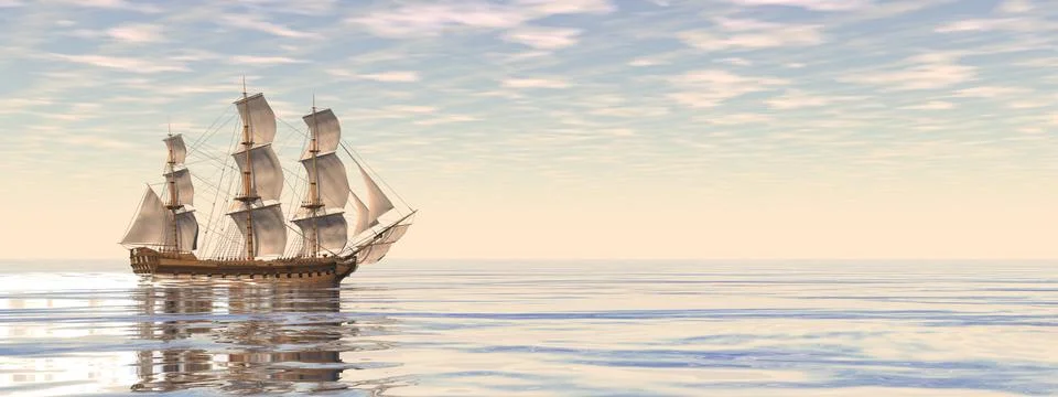 Old merchant ship - 3D render Stock Illustration