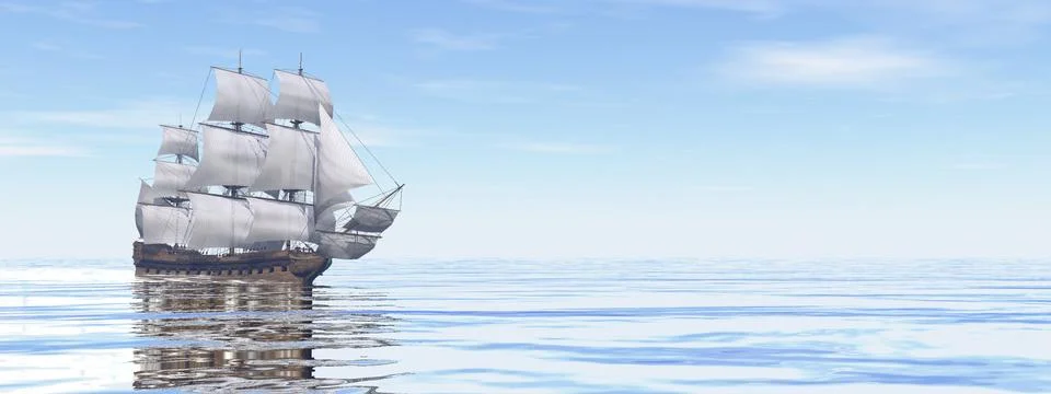 Old merchant ship - 3D render Stock Illustration