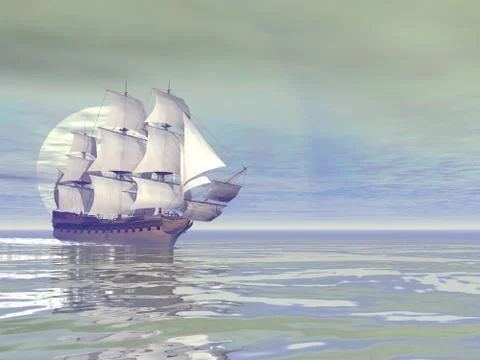 Old merchant ship - 3D render Stock Illustration