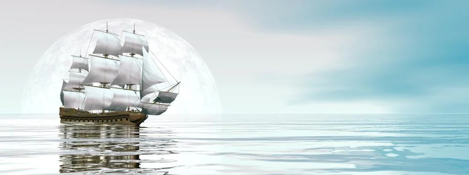 Old merchant ship - 3D render Stock Illustration