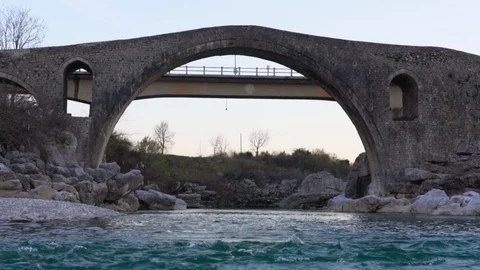 The Old Mes Bridge in Shkoder, Albania Stock Footage 122498744