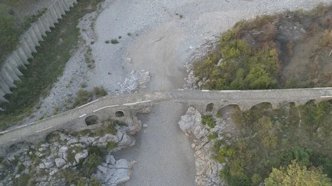 The Old Mes Bridge in Shkoder at sunset, Albania,4k (not editing) Stock Footage 97339094