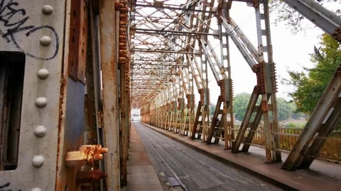 Old metal bridge Stock Footage 142563221