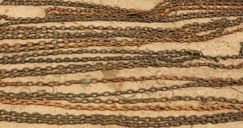 Old Metal Chains at Harbor Stock Footage 279778108