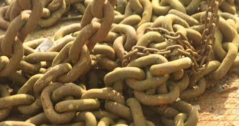 Old Metal chains at Harbor Stock Footage 290058583