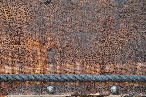 Old metal cladding of ship as background. Foto stock