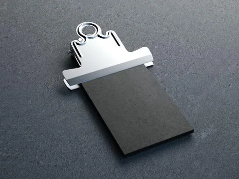 Old metal clip with stack of business cards. 3d rendering イラスト素材