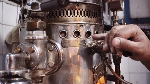 Old metal coffee machine Stock Footage 113102136