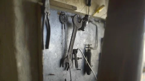 Old metal hand tools Stock Footage 124653525