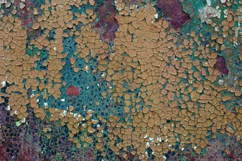 Old metal plate with cracked and peeled paint Stock Photos