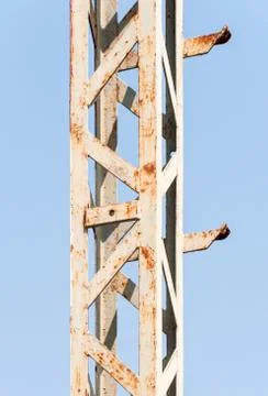 Old metal pole of the traffic light. Photos