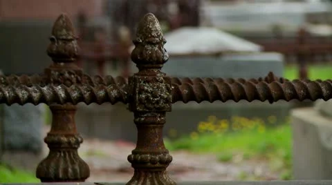 Old Metal Railing at a Cemetery Stockbeeldmateriaal 10730678