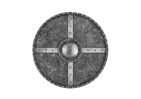 Old metal round shield isolated on white background Stock Illustration