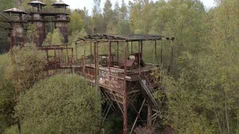 Old metal structures in Liban Quarry (Kamieniołom Liban). Stock Footage 172504785