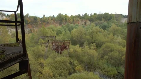 Old metal structures in Liban Quarry (Kamieniołom Liban). Stock Footage 172504987