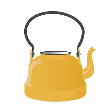 Old metallic kettle with handle on white background Stock Illustration
