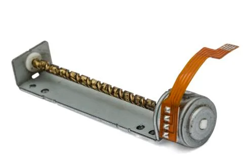 Old micro motor by floppy disk drive, isolated on white background Stock Photos