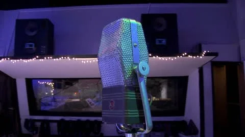 Old microphone in big recording studio Video stock 10735512